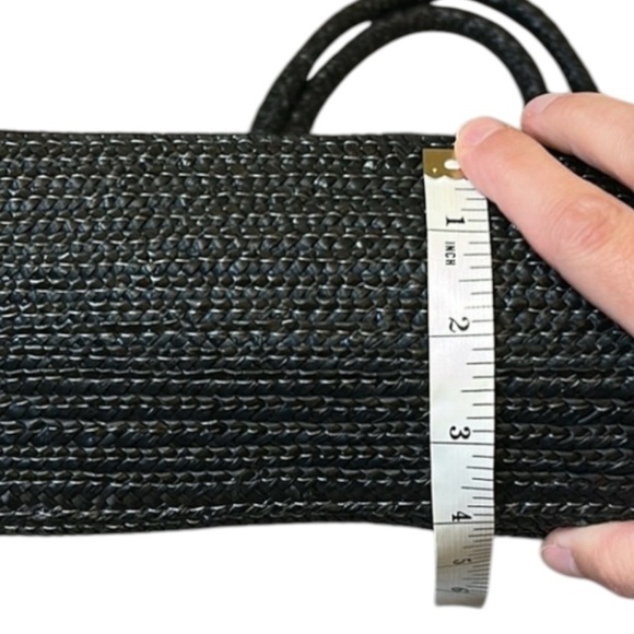 Straw Woven Black Beach Summer Large Tote with Flip Flops design + small bag - Picture 9 of 15